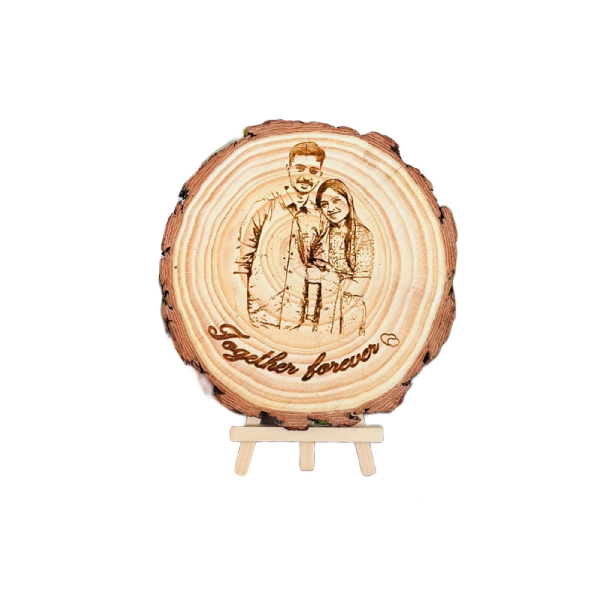 Wooden Slice Engraved photo frame
