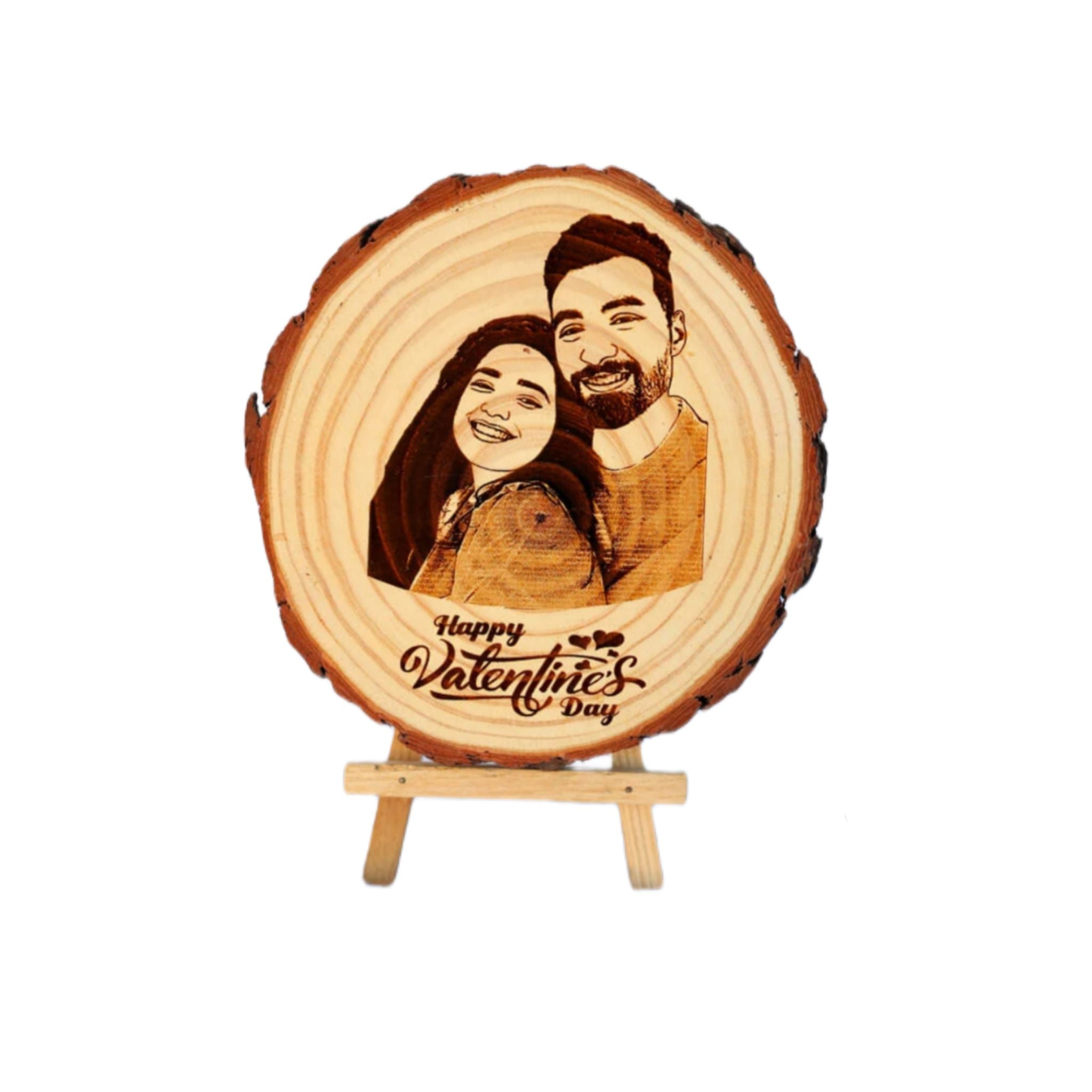 Wooden Slice Engraved photo frame