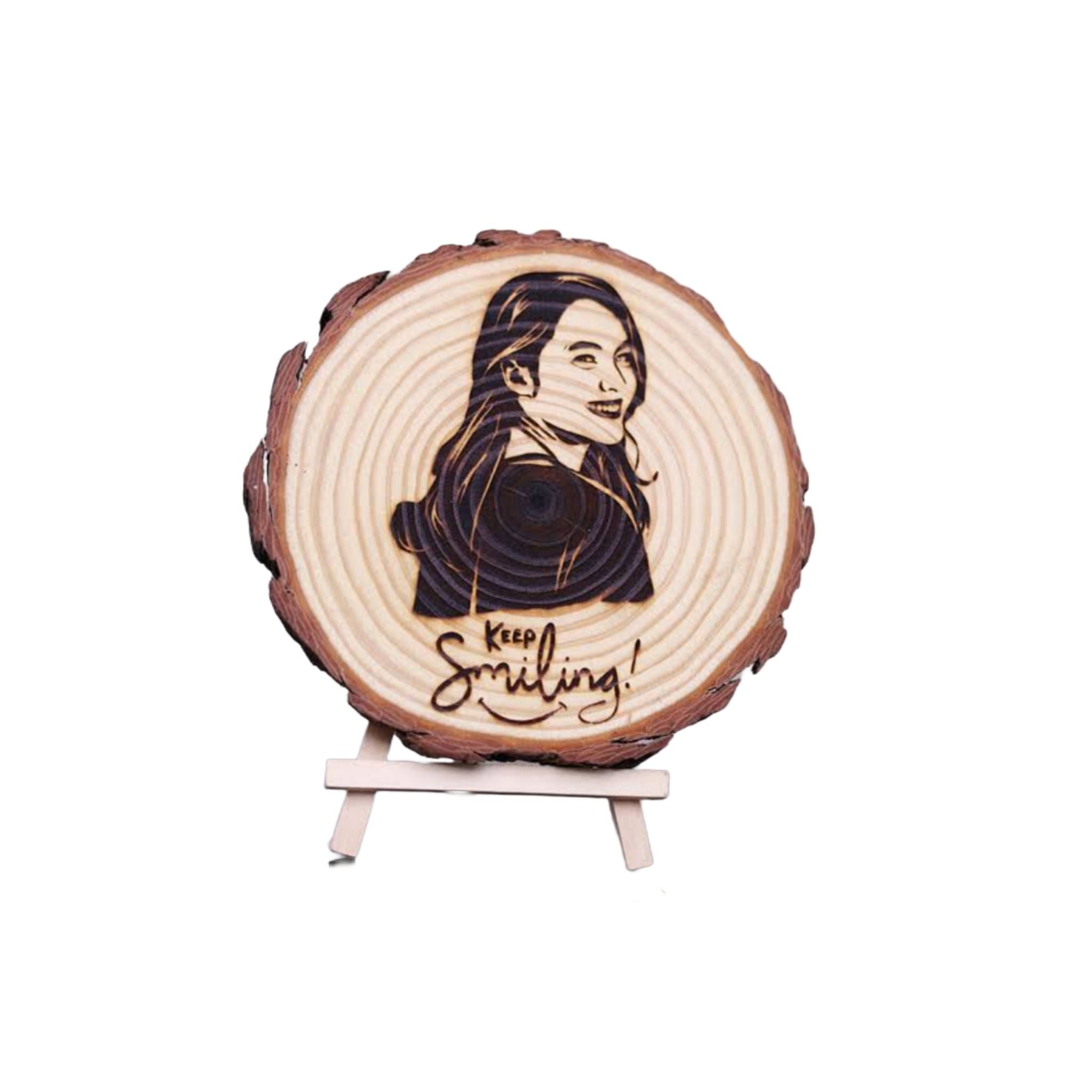 Wooden Slice Engraved photo frame
