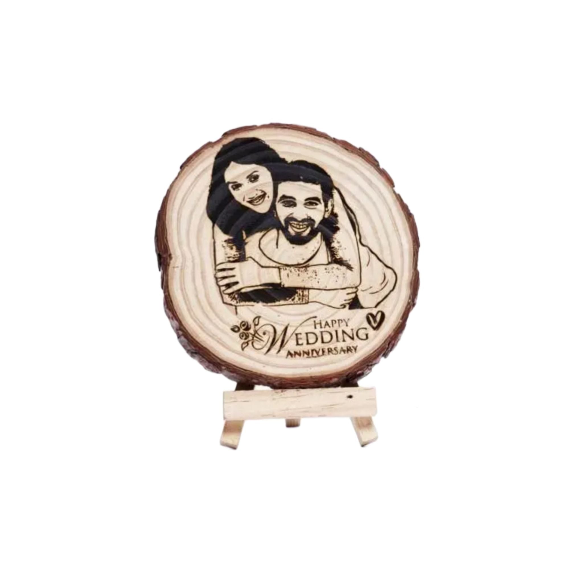 Wooden Slice Engraved photo frame